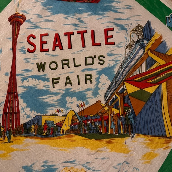 1962 Seattle World Fair Silk blend Scarf - Picture 2 of 5